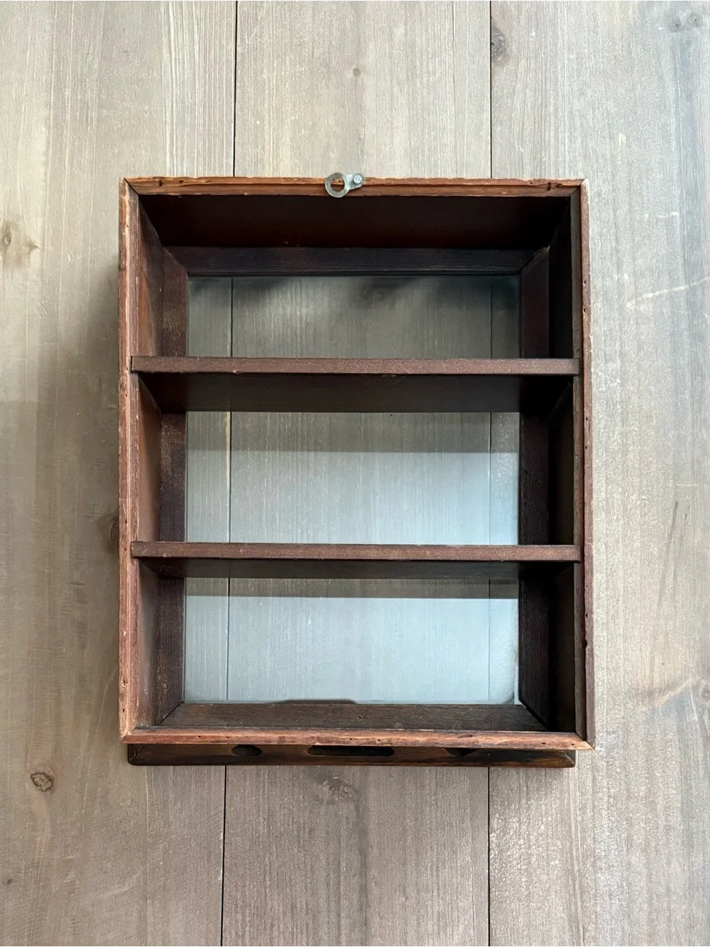 Vintage Wood & Glass Mini Curio Shadow Box Display Shelf